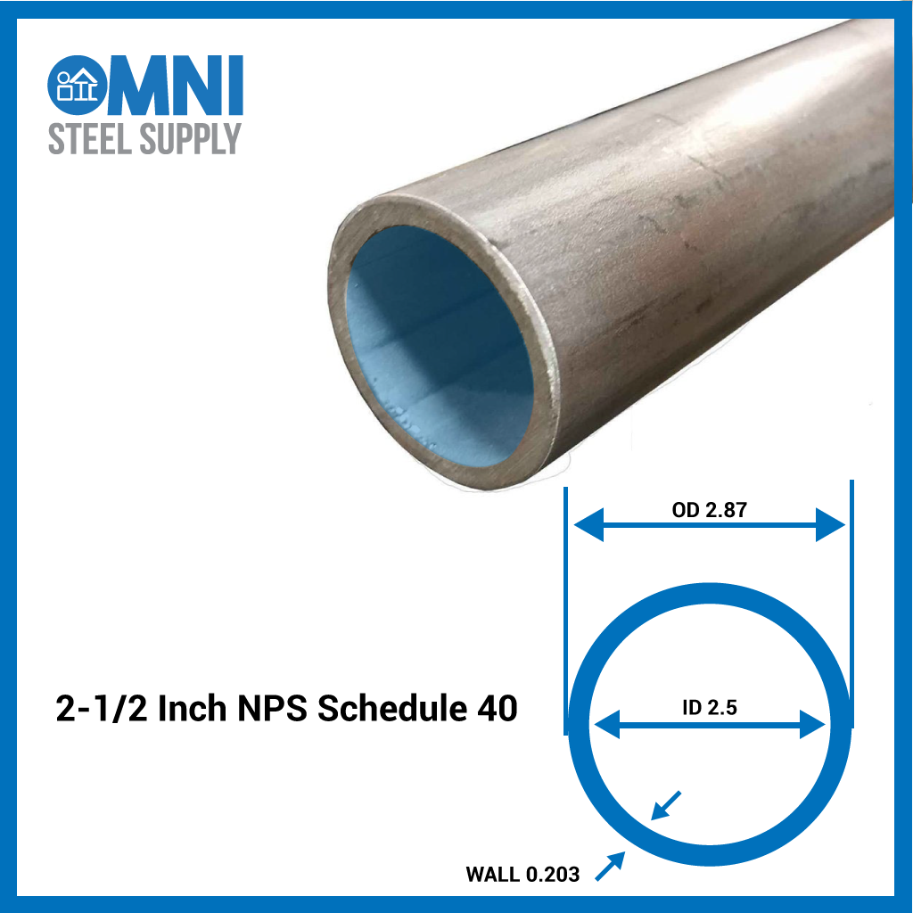Steel Pipe 2-1/2" Sch 40 2.87 OD x 2.5 ID) – OmniSteelSupply