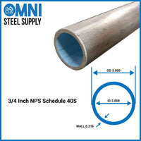 Steel Pipe 3" Sch 40 ( 3.500 OD x 3.068 ID)